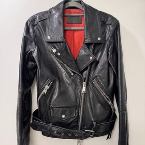 AllSaints Billie Black Leather Biker Jacket